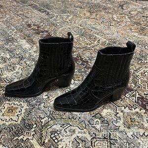 Tony Bianco Black Croc Booties